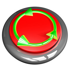 回收绿色象征在红色的而且金属按钮广场图像孤立的在白色渲染