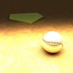 金棒球在粘土场渲染广场图像