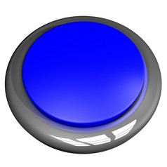 蓝色的按钮孤立的在白色渲染广场图像