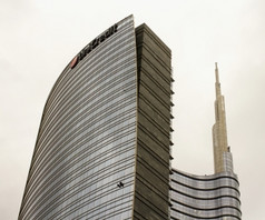 米兰意大利3月单信用塔广场盖aulenti米兰的建筑一个的最高意大利单信用一个领先的银行意大利