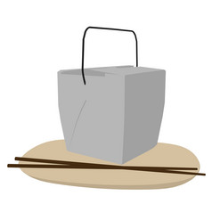 塔库特容器和筷子插图白色背景