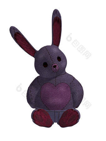 紫色的兔子坐着