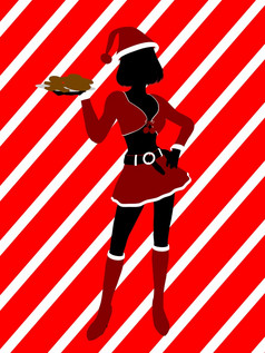 黑色的圣诞节插图轮廓红色的和白色背景