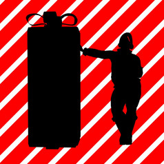 黑色的圣诞节插图轮廓红色的和白色背景