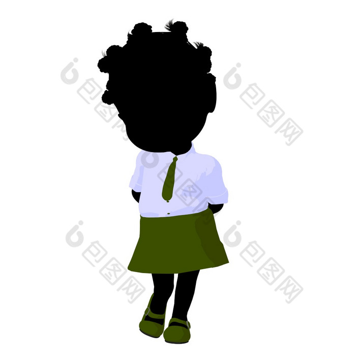 小非洲美国学校女孩白色背景
