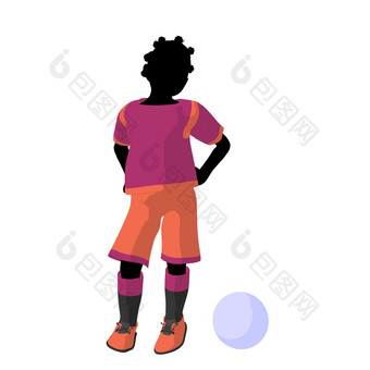 非洲阿梅尔坎女渐变足球球员艺术插图轮廓白色背景
