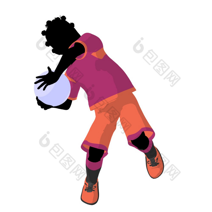 非洲阿梅尔坎女渐变足球球员艺术插图轮廓白色背景