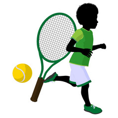 非洲美国青少年网球球员与网球球拍和球白色背景
