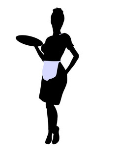女女服务员轮廓白色背景