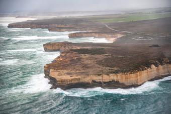 <strong>直升机</strong>空中视图伟大的海洋路在风暴港口坎贝尔澳大利亚