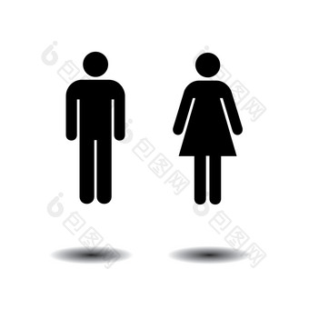 男人。而且女人符号为厕所洗手间厕所厕所孤立的白色背景