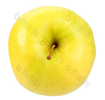 单黄色的苹果孤立的白色背景特写镜头<strong>工作室摄影</strong>