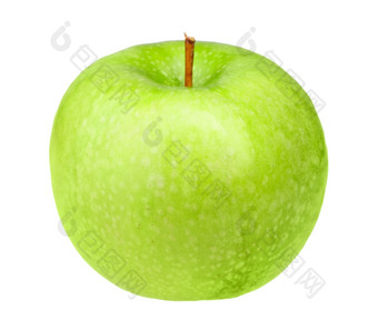 单新鲜的绿色苹果孤立的白色背景特写镜头<strong>工作室摄影</strong>