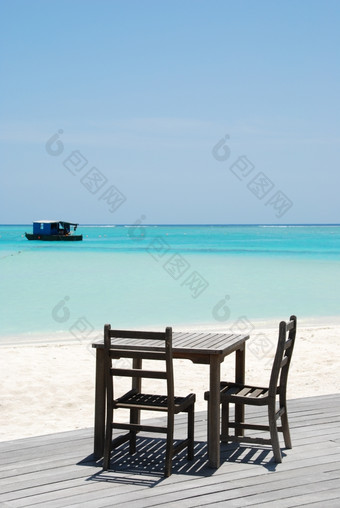 美丽的照片热带视图海滩酒吧马尔代夫的岛