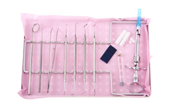 牙科工具包托盘粉红色的围嘴手术仪器清晰度纸棉<strong>花卷</strong>毛墨盒而且注射器