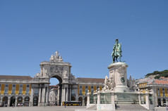 著名的商务广场也已知的院子里帕克里斯本葡萄牙雕像王穆的中心