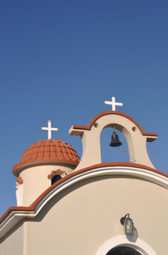 美丽的希腊教堂食物希腊华丽的蓝色的天空