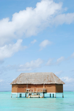 美丽的海景与度蜜月别墅马尔代夫的岛