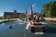 宽拍摄阿奇博尔德喷泉悉尼澳大利亚