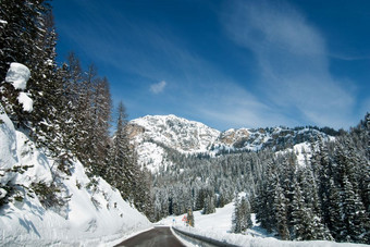 冷冬天的心白云石山脉葡萄园北部意大利