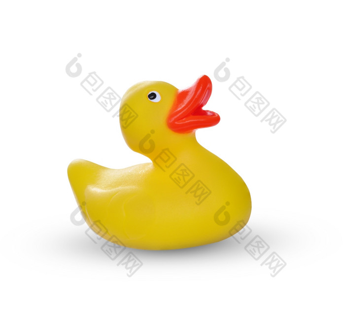 黄色的橡胶鸭孤立的白色