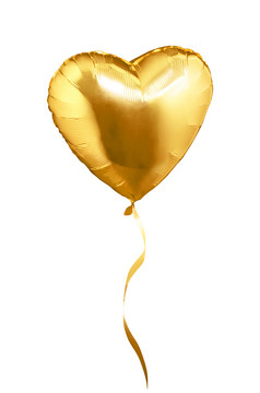 金心形状的空气气球孤立的白色背景