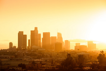 市中心这些洛杉矶天际线日落