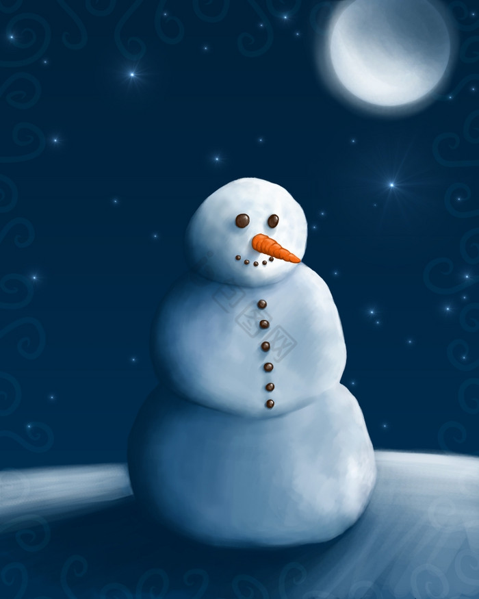 雪男人下的月亮而且星星图片