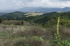 看Vitosha而且正在尝试山从卢林山通过夏天保加利亚