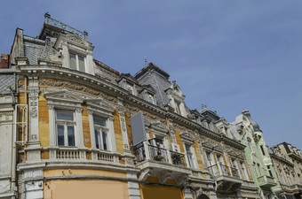 古老的翻新建筑与丰富的装饰卢塞美小镇与多种多样的风格西欧体系结构保加利亚欧洲