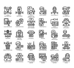 集的声音识别薄行和像素完美的图标为任何网络和应用程序项目
