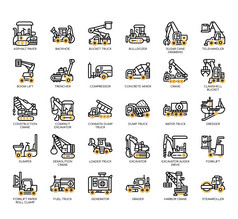 集建设车辆薄行和像素完美的图标为任何网络和应用程序项目