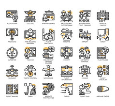 集世界类飞行学院薄行和像素完美的图标为任何网络和应用程序项目