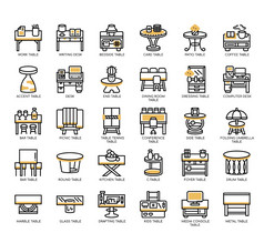 集类型表格薄行图标为任何网络和应用程序项目