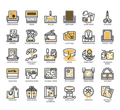 集手工制作的纸使薄行图标为任何网络和应用程序项目