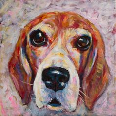 portriat可爱的小猎犬号狗绘画帆布丙烯酸颜色