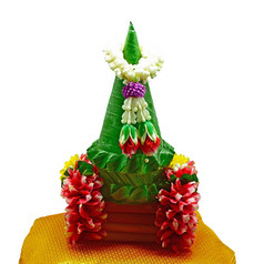 花装饰托盘与基座使用的仪式得到任命佛教僧侣