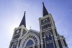 美丽的教堂天主教教堂詹塔布里省泰国