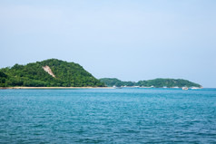 海滩景点芭堤雅Koh学树覆盖山Koh学