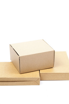 棕色（的）盒子纸覆盖白色孤立的backgroundpackshot工作室