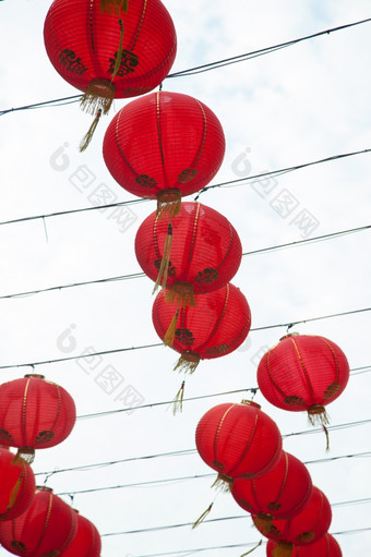 红色的灯笼中国人新一年装饰与灯笼