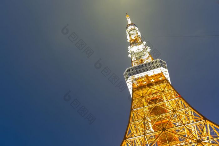 晚上东京塔具有里程碑意义的东京日本