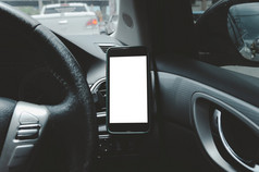 移动电话的车空气等空白与白色屏幕模拟聪明的电话车