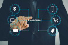 电子商务在线购物数字市场营销互联网业务技术概念虚拟屏幕