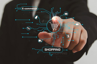 电子商务在线购物数字市场营销互联网业务技术概念虚拟屏幕