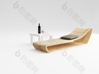 坐卧<strong>两用</strong>长椅设计木生产概念而且白色咖啡表格