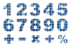 一个零数字而且基本数学符号使从马赛克瓷砖图片