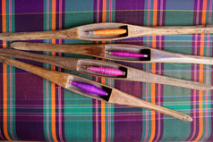 木筒子丝绸织物传统的编织泰国丝绸