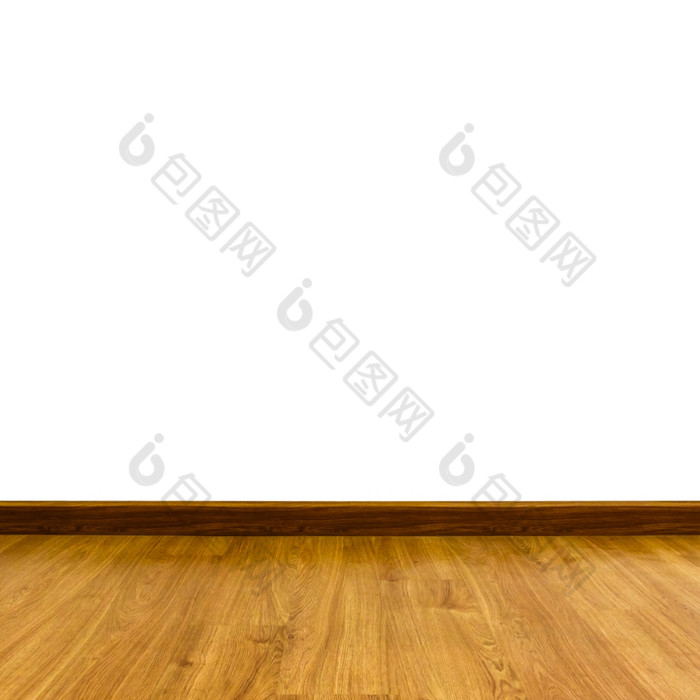 橡木层压板木条镶花之地板地板上与白色墙