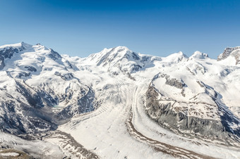 雪山范围景观与蓝色的天空阿尔卑斯山脉瑞士